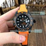 Clone Rolex GMT Master II Black Carbon Fiber Watch Orange Rubber Strap